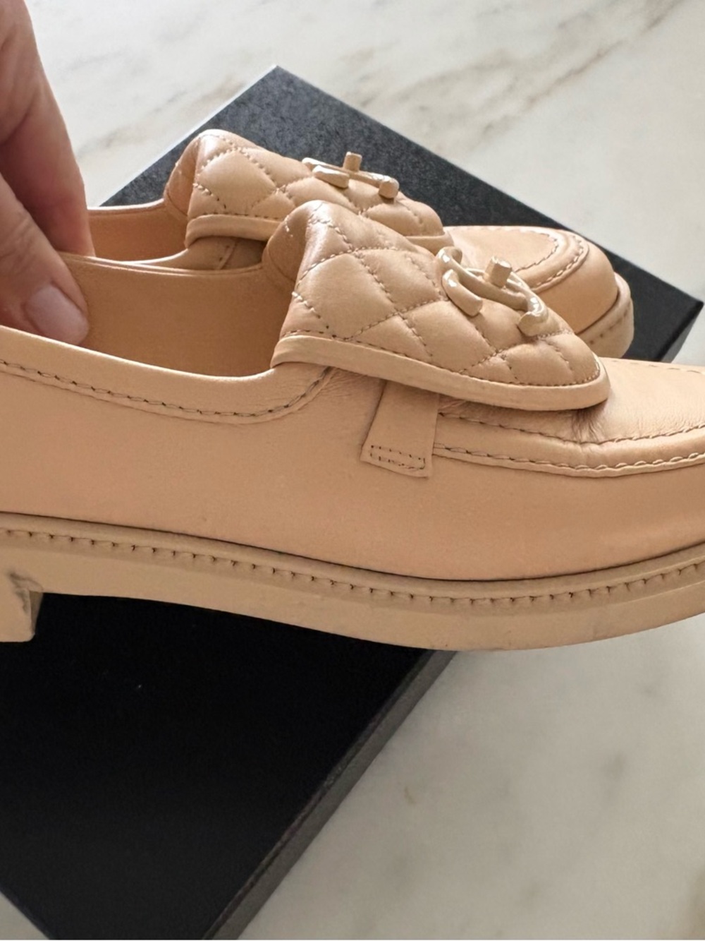 CHANEL Quilted Leather Loafers in Light Beige - Picture 11 of 12